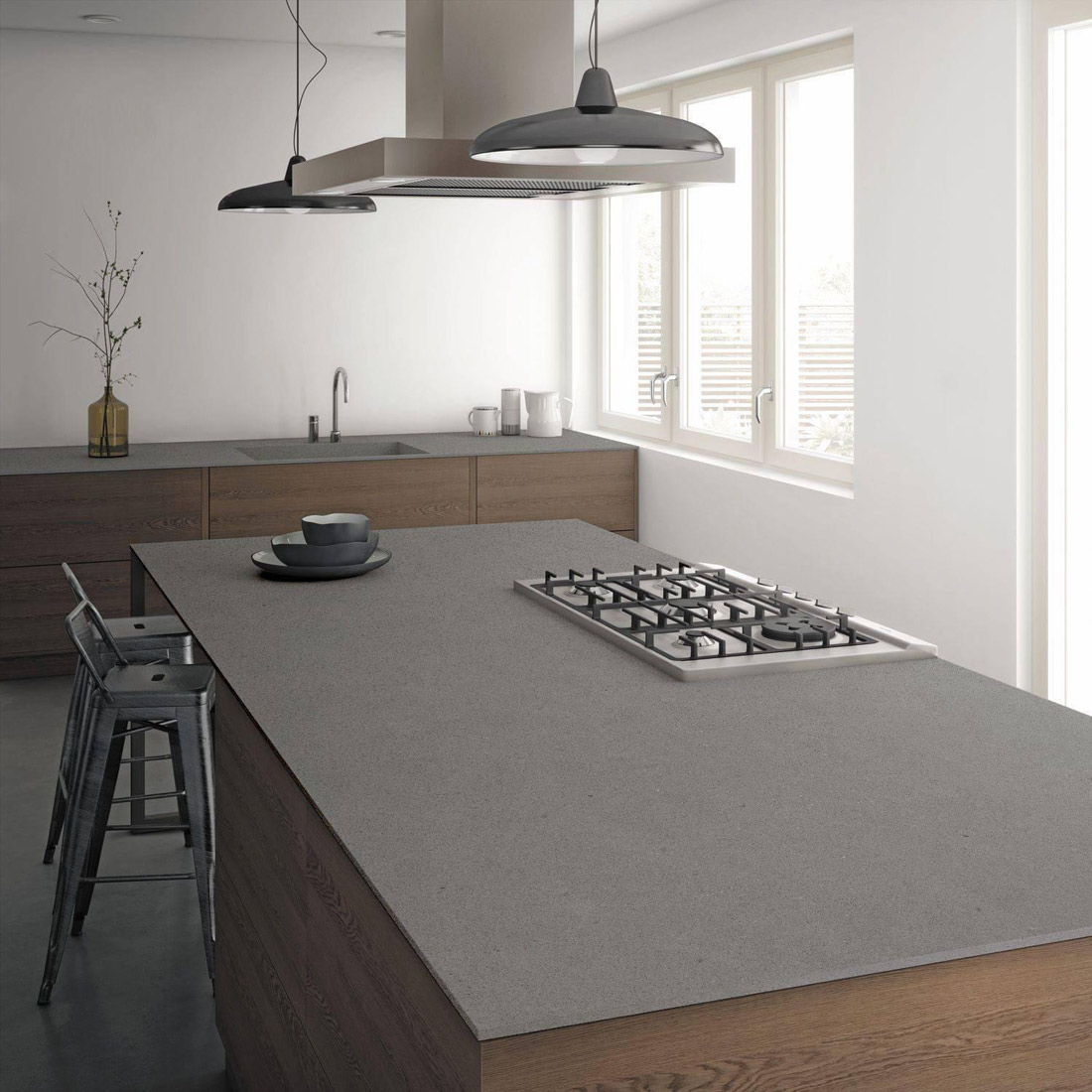 Dark Gray Quartz Countertops for Modern Kitchen