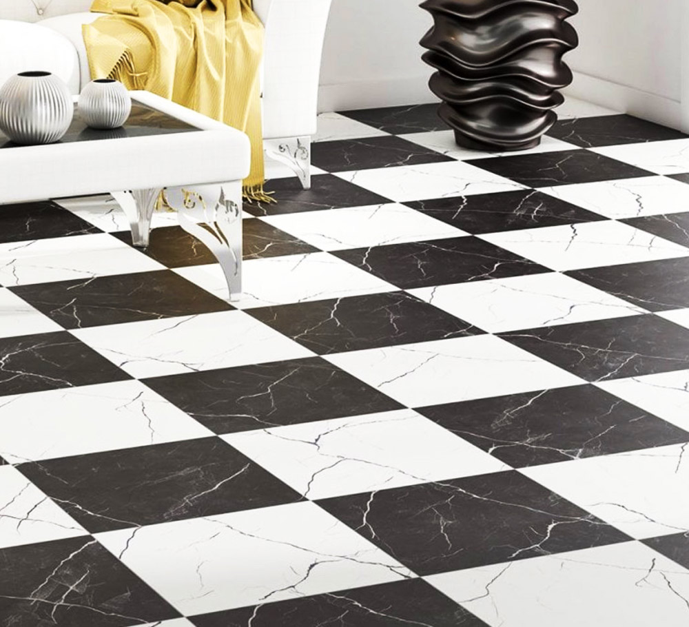 White and Black Marble Floor Design