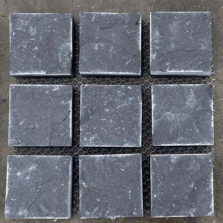 natural split black basalt mesh paving stone