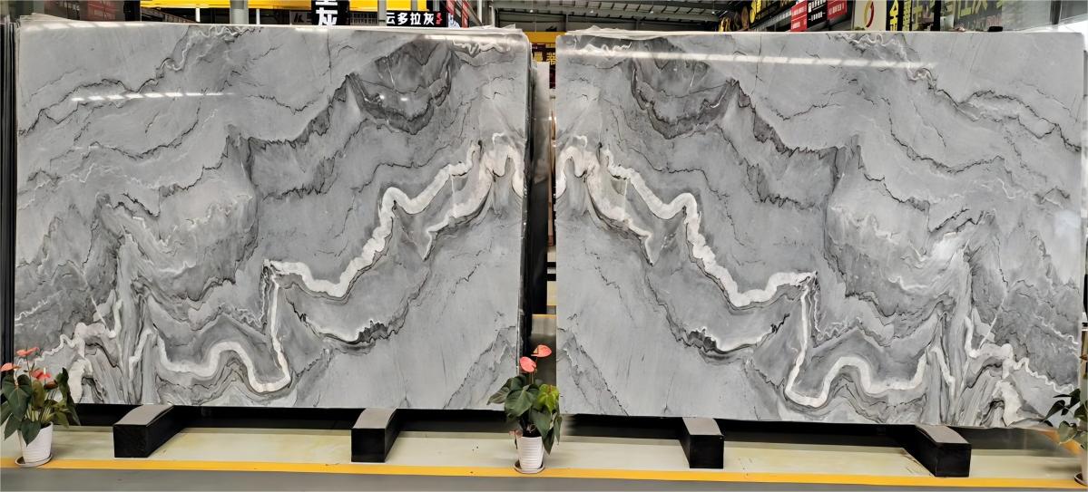 Natural Stone Bookmatch Bruce Grey Marble Slabs