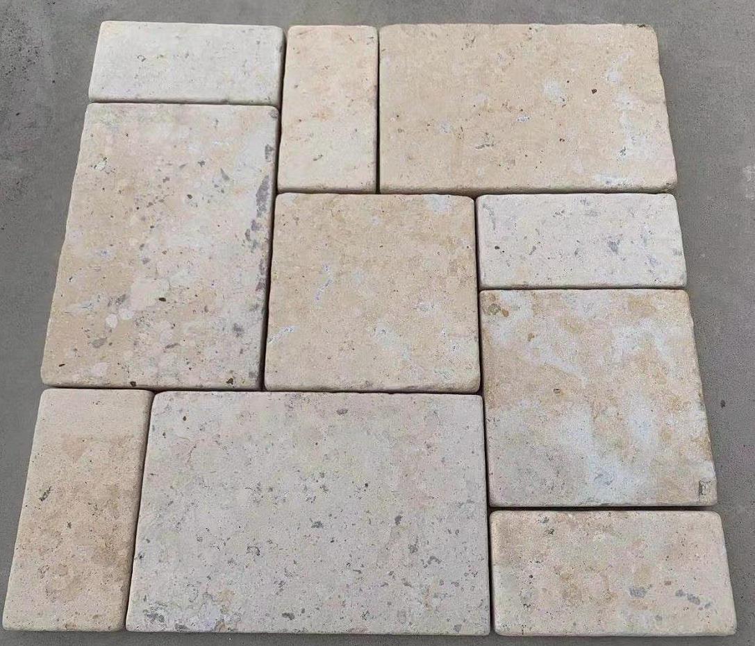 honed beige limestone pavers pattern for patio
