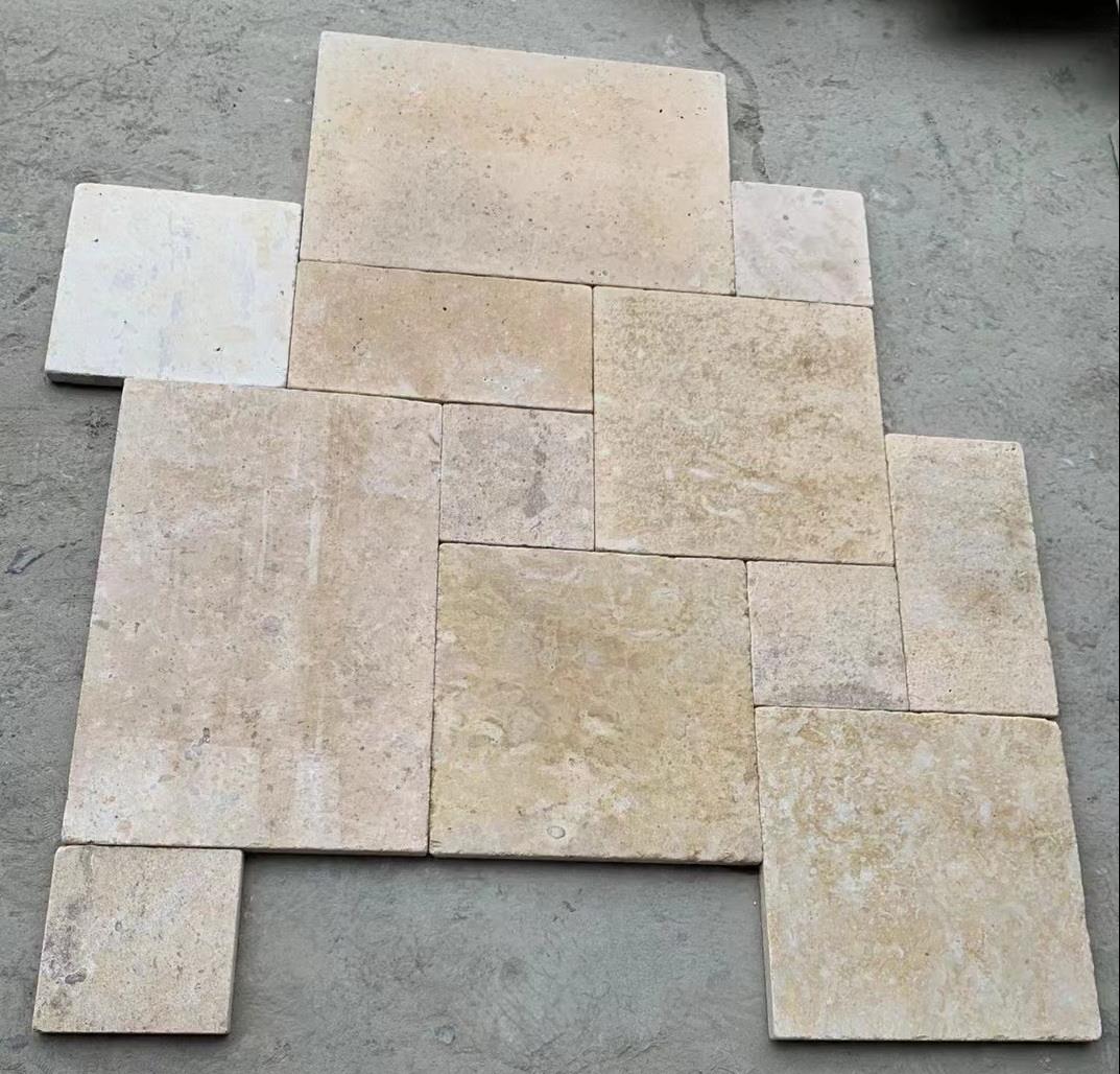 beige limestone floor tiles