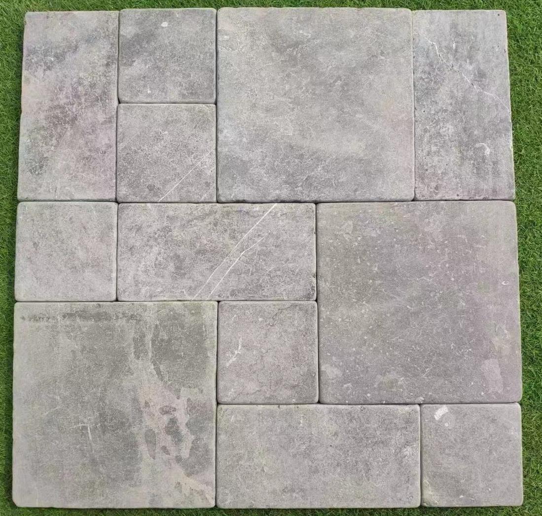 tumbled black limestone pattern pavers