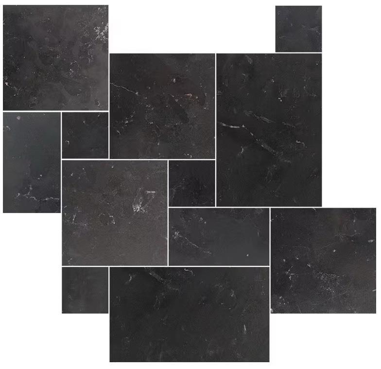 polished black limestone pattern pavers for indoor floor tiles