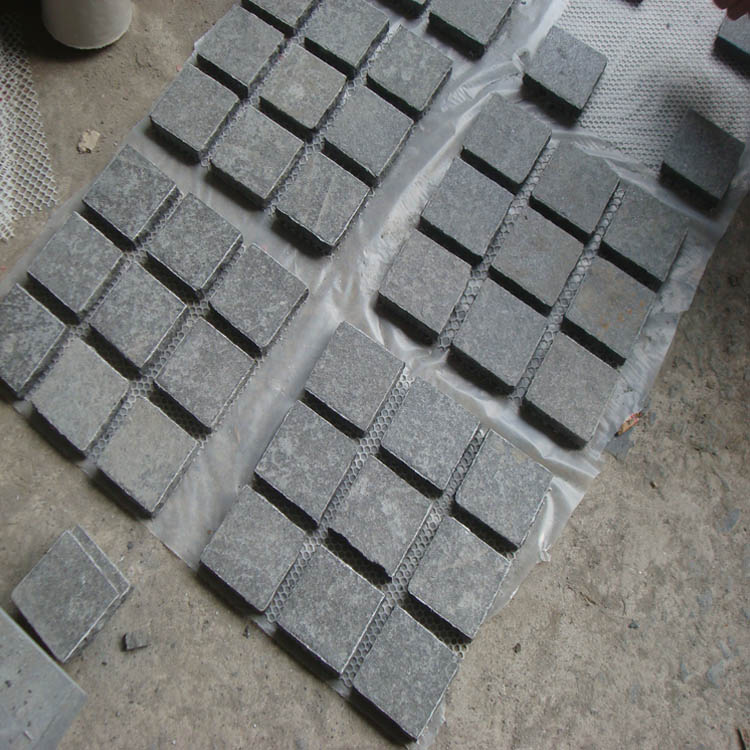 black basalt stone paving