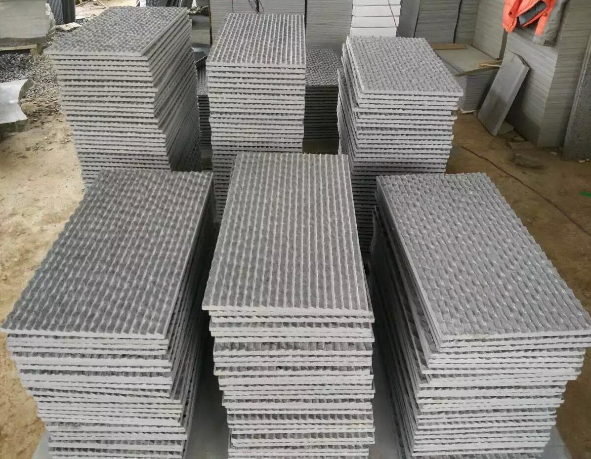 grey basalt grooved wall tiles