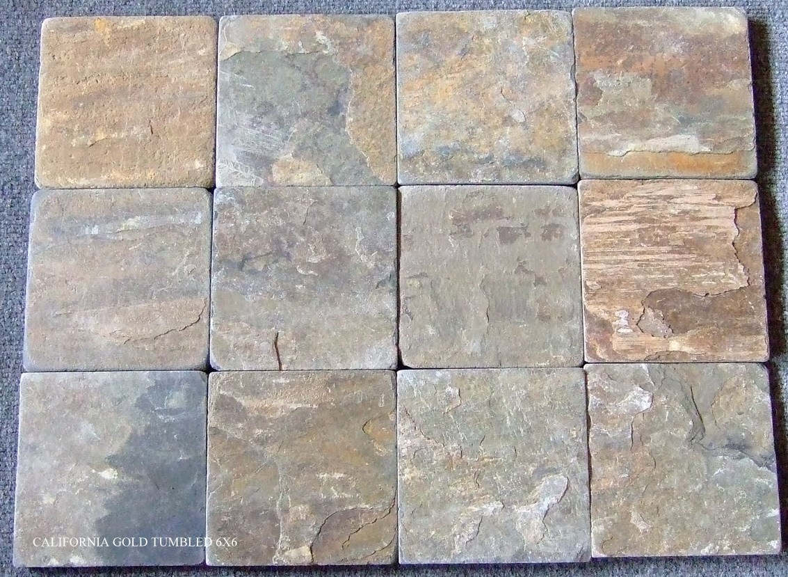 California Gold 6x6 Tumbled Slate Tiles