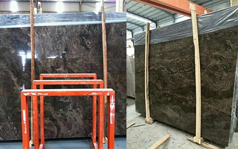 Brown Laminated Marble Slabs Polished Moon Valley Marble