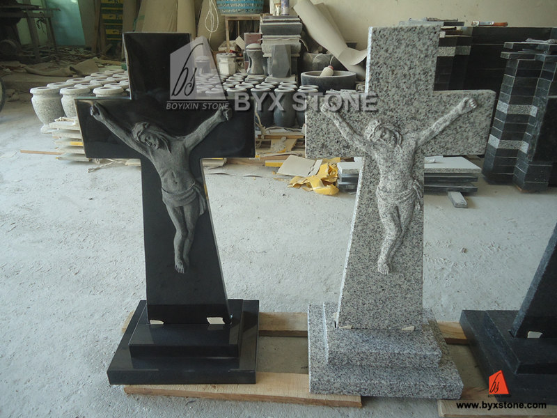 Granite Carved Jesus Cross Headstone Tombstone for Europe