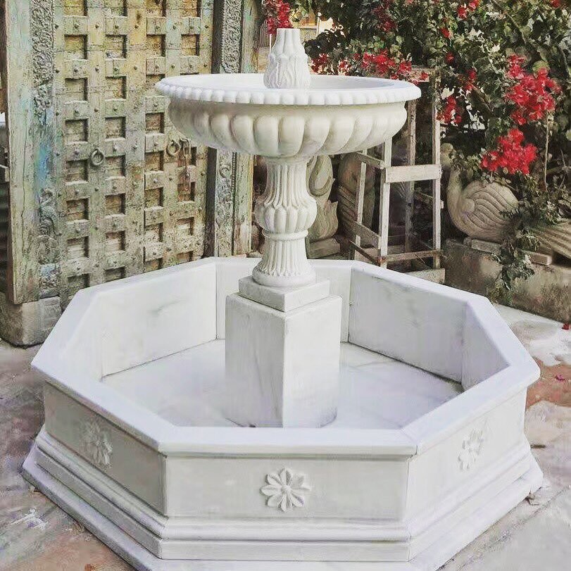 Hand Carved Marble Garden Water Fountain