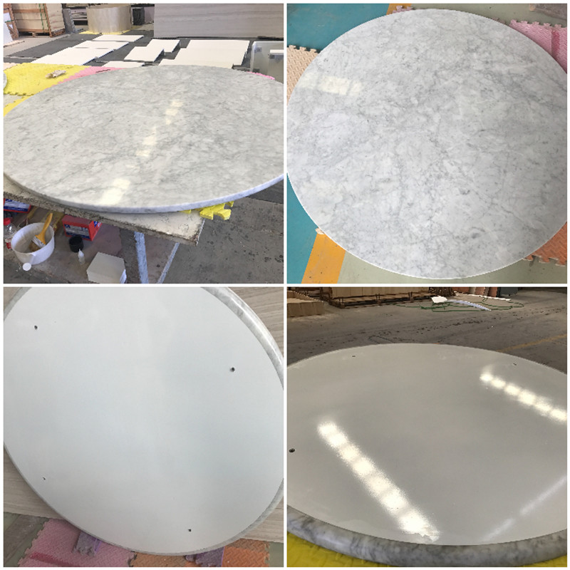 Cararra White Composite marble table tops Honeycomb backing