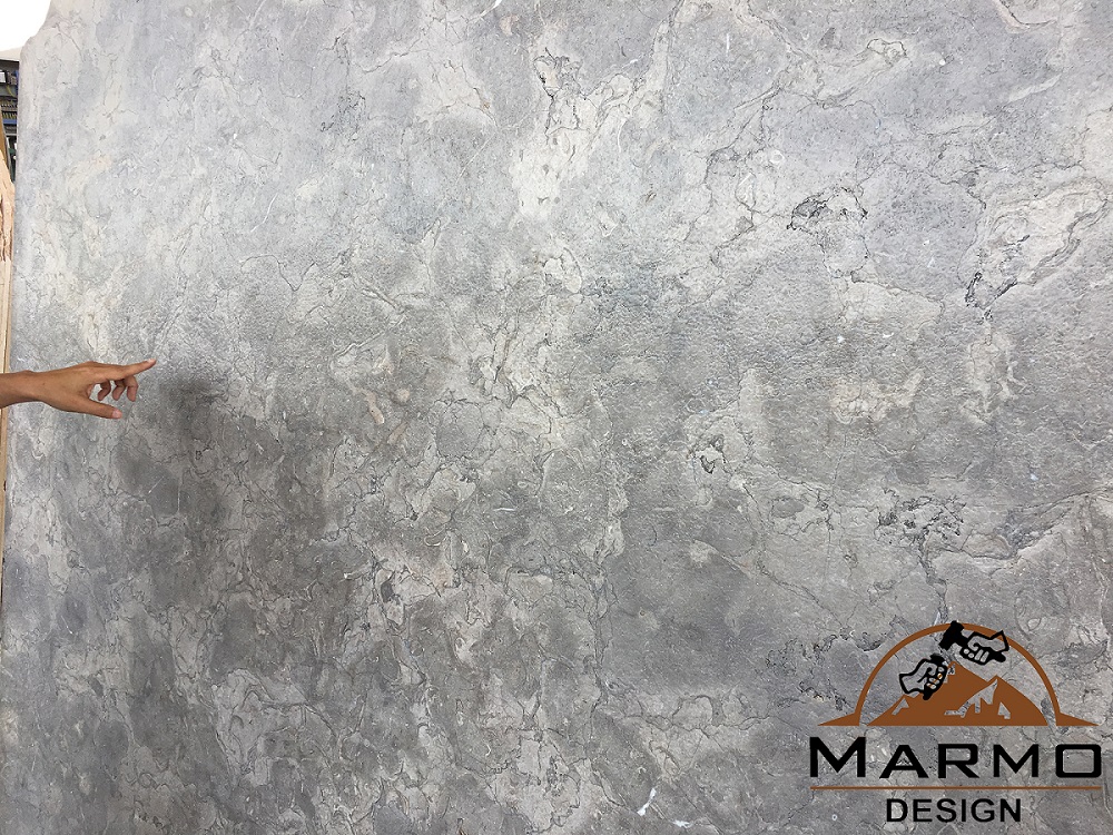 Melly Grey Fossils Brushed Marble Slabs